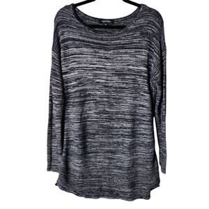 Ellen Tracy Tunic Sweater Womens Size XL Black Marled Knit Long Line Pullover